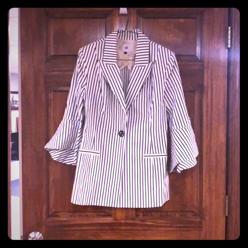 Cabi navy and white striped blazer